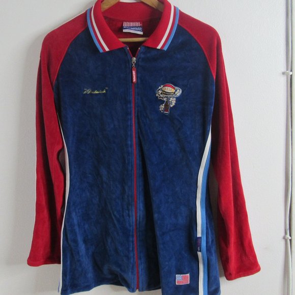 Harlem Globetrotters platinum fubu Velour Full Zip Jacket Meadowlark 36 Men Med - Picture 2 of 5